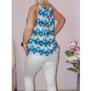 Mintás,nyaknál kötős,gumis aljú felső! kék-fehér M-XL