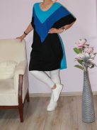 Trikolor,V nyakú,lenge tunika! türkiz 3XL-6XL