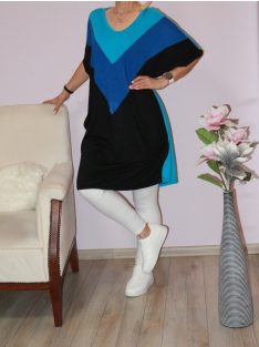 Trikolor,V nyakú,lenge tunika! türkiz 3XL-6XL