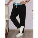 Flitteres farmerbetétes ,virágos,V nyakú zsebes szett ! fekete  L-XL