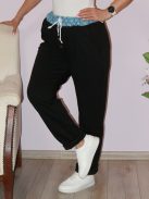 Flitteres farmerbetétes ,virágos,V nyakú zsebes szett ! fekete  L-XL