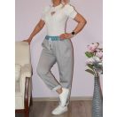 Flitteres farmerbetétes ,virágos,V nyakú zsebes szett ! szürke  L-XL