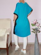Trikolor,V nyakú,lenge tunika! türkiz 3XL-6XL
