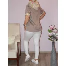  Horgolt arany kapucnis virágos felső ! cappuccino L-XL