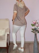 Horgolt arany kapucnis virágos felső ! cappuccino L-XL