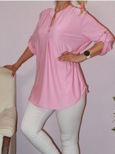   Egyszínű,roll-up ujjú ingfazonú felső ! rózsaszín  L-XXL