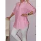 Egyszínű,roll-up ujjú ingfazonú felső ! rózsaszín  L-XXL
