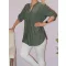 Egyszínű,roll-up ujjú ingfazonú felső ! khaki  L-XXL