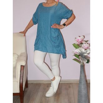   Farmerhatású,zsebes A vonalú tunika ! sötétfarmerkék  L-XXL