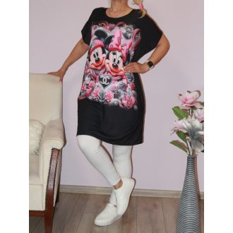 Egérke páros mintás tunika ! fekete  XXL-3XL