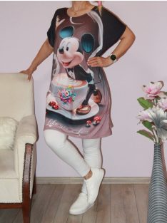 Egérke  mintás tunika !  cappuccino-fekete XXL-3XL