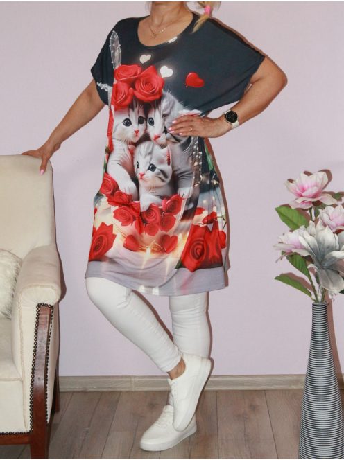 Cicás,rózsás, mintás tunika !   XXL-3XL