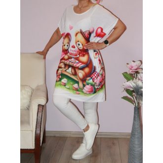 Maci páros,rózsás, mintás tunika !   XXL-3XL