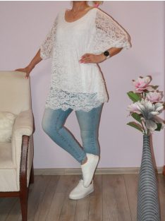 Csipkés, duplaanyagú tunika! fehér XL-3XL