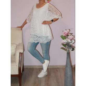 Csipkés, duplaanyagú tunika! fehér XL-3XL