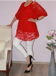 Csipkés, duplaanyagú tunika! piros XL-3XL