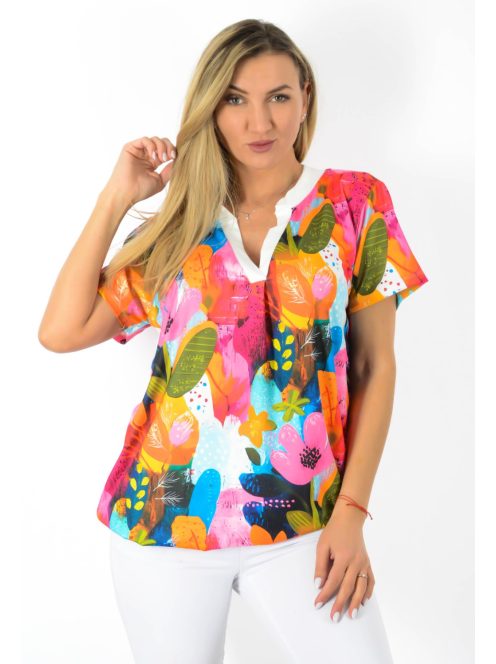 Tavaszi virág mintás, ingfazonú ,gumis aljú felső!  L-XXL