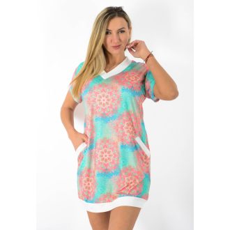 Mandala mintás, V nyakú,zsebes tunika !  L-XL