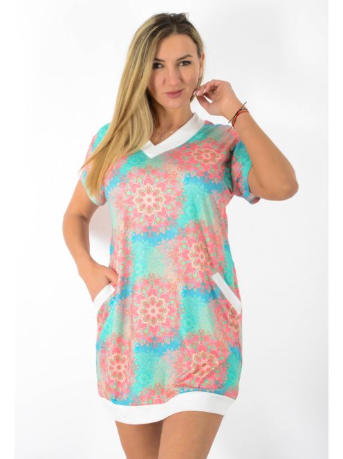 Mandala mintás, V nyakú,zsebes tunika !  L-XL