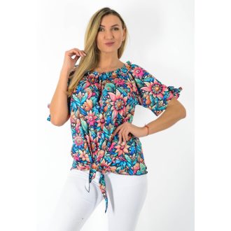 Virágos ujja-alja kötős felső!  L-XXL