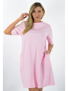 Vállán csipkés,zsebes tunika/ruha! rózsaszín  L-XL