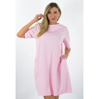 Vállán csipkés,zsebes tunika/ruha! rózsaszín  L-XL
