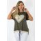 Horgolt arany szívecskés,alja kötős felső! khaki L-XL