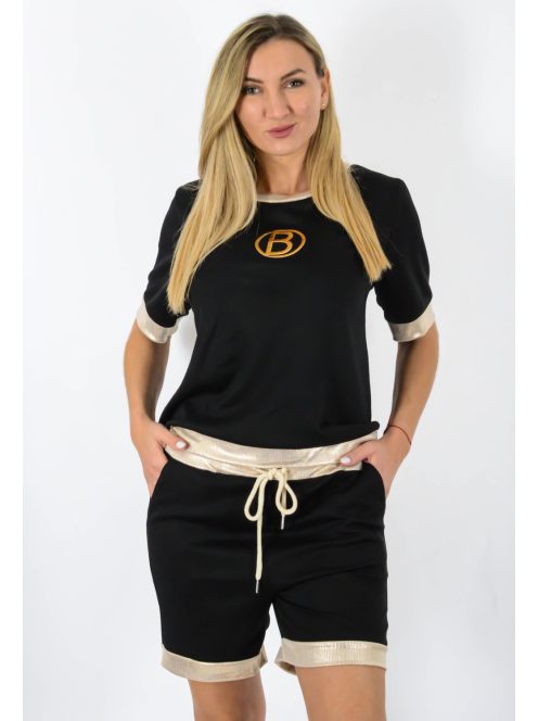 Arany díszítéses,zsebes,rövidnadrágos szett ! fekete  M-XL