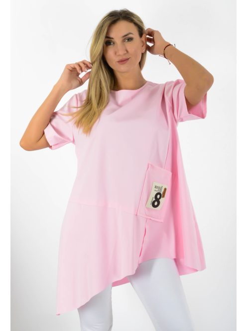 Zsebes,A vonalú,hátulja hosszabb tunika! rózsaszín L-XL
