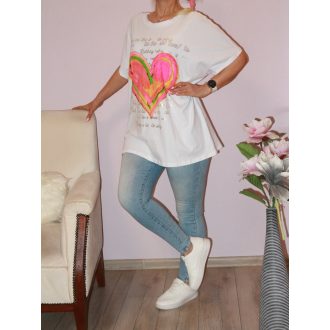 Szívecskés,feliratos póló! fehér XXL-3XL