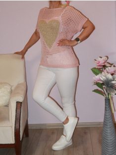 Arany szívecskés,horgolt felső! púderrózsaszín  M-XL