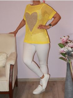 Arany szívecskés,horgolt felső! sárga   M-XL