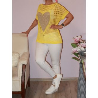 Arany szívecskés,horgolt felső! sárga   M-XL
