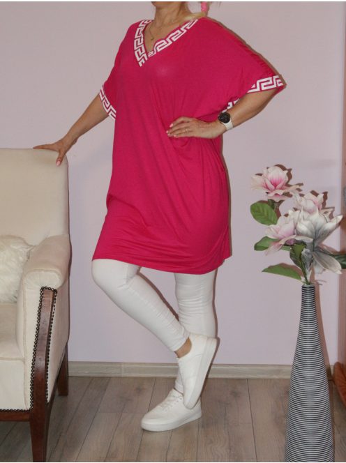 Görög mintás,zsebes tunika ! pink XXL-4XL
