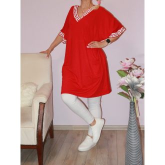 Görög mintás,zsebes tunika ! piros XXL-4XL