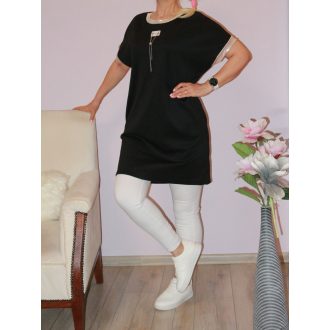 Arany ujjú ,láncdíszes,zsebes tunika! fekete L-XXL