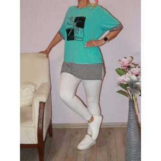 Szitakötős,csíkos, felső! türkiz L/XL