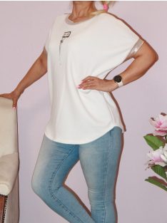 Arany szegélyes,láncdíszes  felső ! törtfehér L-XXL