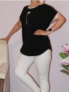 Arany szegélyes,láncdíszes  felső ! fekete L-XXL