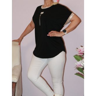 Arany szegélyes,láncdíszes  felső ! fekete L-XXL