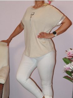 Arany szegélyes,láncdíszes  felső ! bézs L-XXL