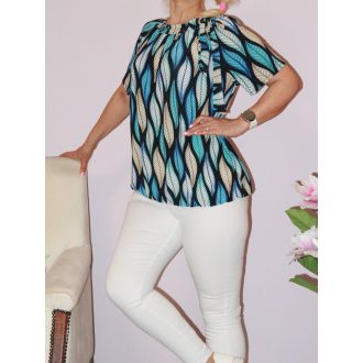 Levél mintás,nyaknál kötős ,gumis aljú felső!  L-XXL