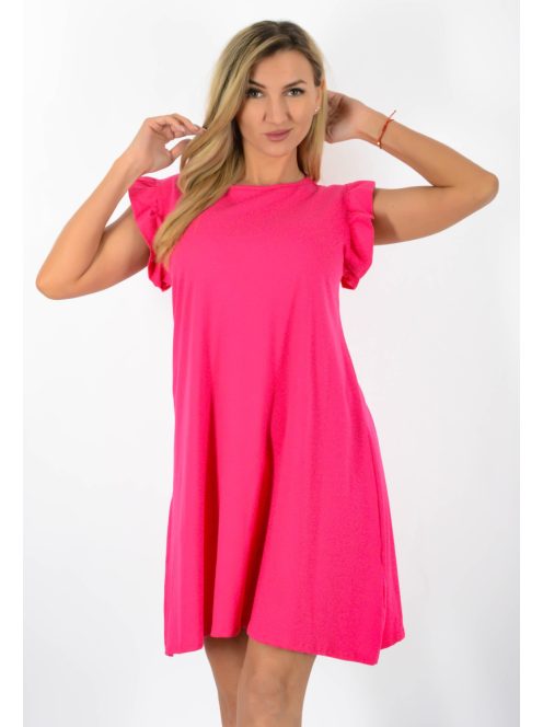  Fodros vállú, A vonalú tunika ! pink M-XL