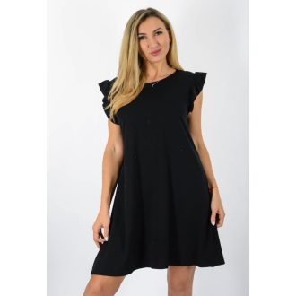  Fodros vállú, A vonalú tunika ! fekete M-XL