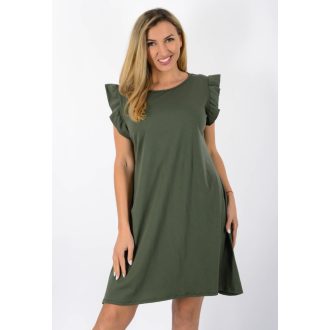  Fodros vállú, A vonalú tunika ! khaki M-XL