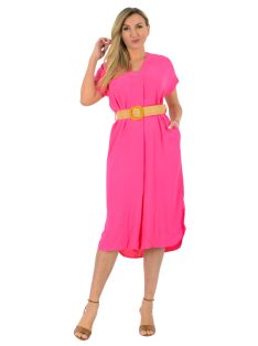 V kivágású,öves,zsebes ingruha! pink L-XL