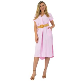 V kivágású,öves,zsebes ingruha! rózsaszín L-XL