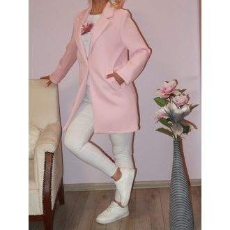 Galléros,gombos,zsebes kabát! púderrózsaszín  S-L
