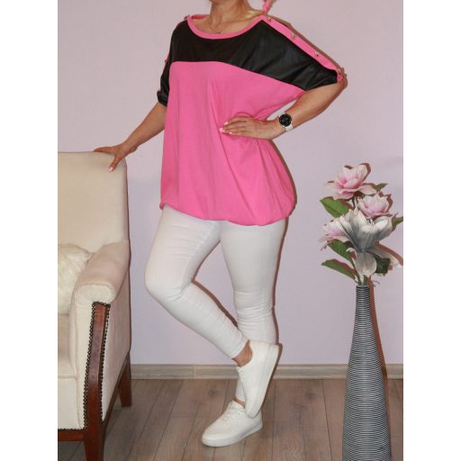Gombdíszes,latex betétes ,gumis aljú felső! pink XL-3XL