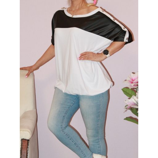 Gombdíszes,latex betétes ,gumis aljú felső! fehér XL-3XL